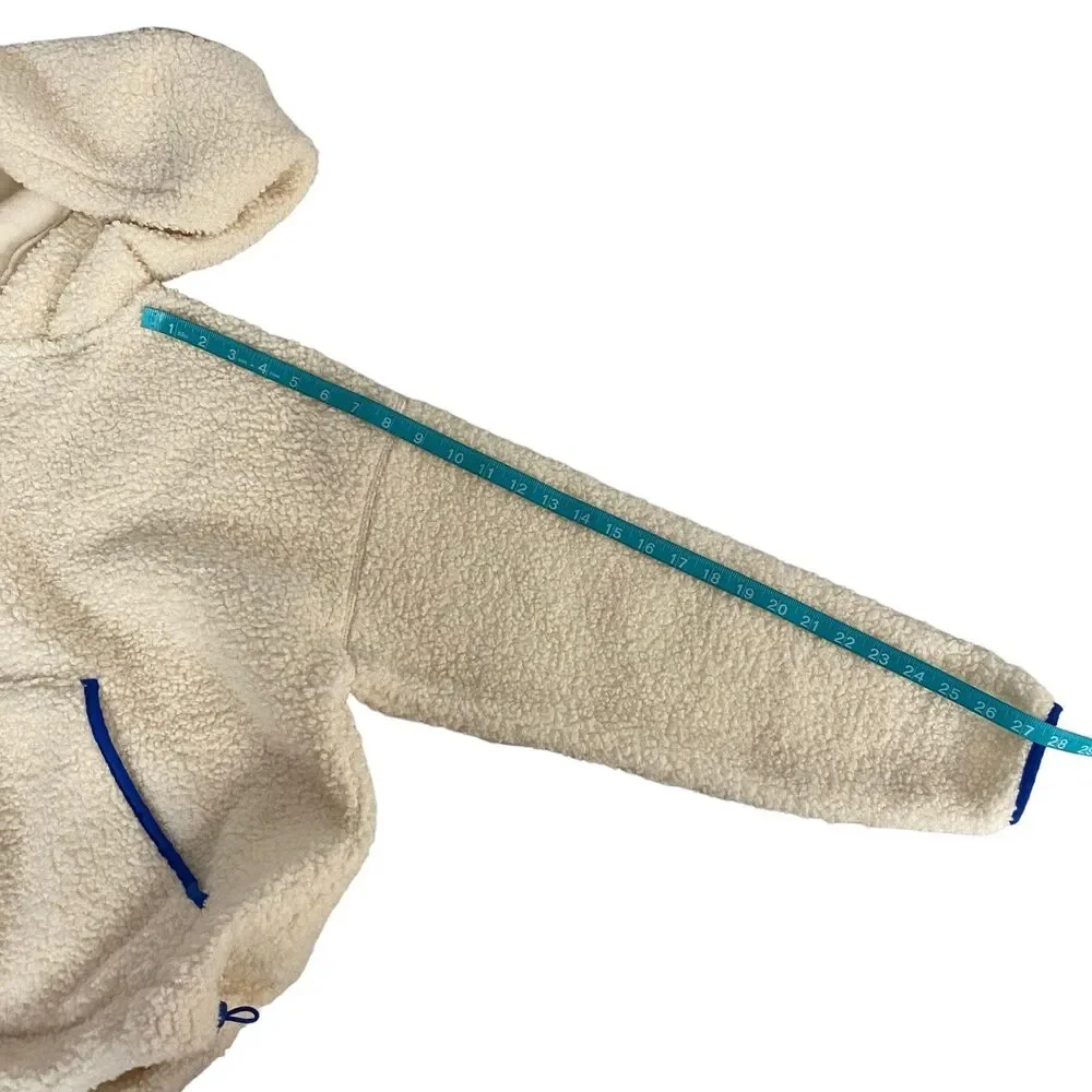 Wild Fable Sherpa Jacket Womens Medium Hooded Cream Pocket Zip Cozy Pullover - Picture 9 of 16